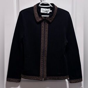 Suttles & Seawinds Vintage Zipper Jacket  size M black with gold trim